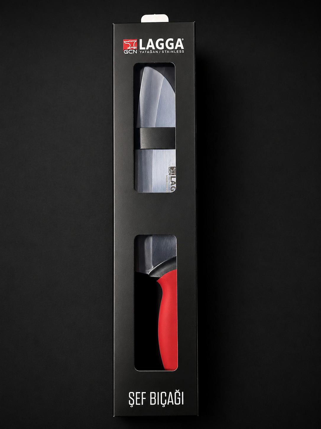 Chef­messer mit ergonomischem Griff – breite Klingenform