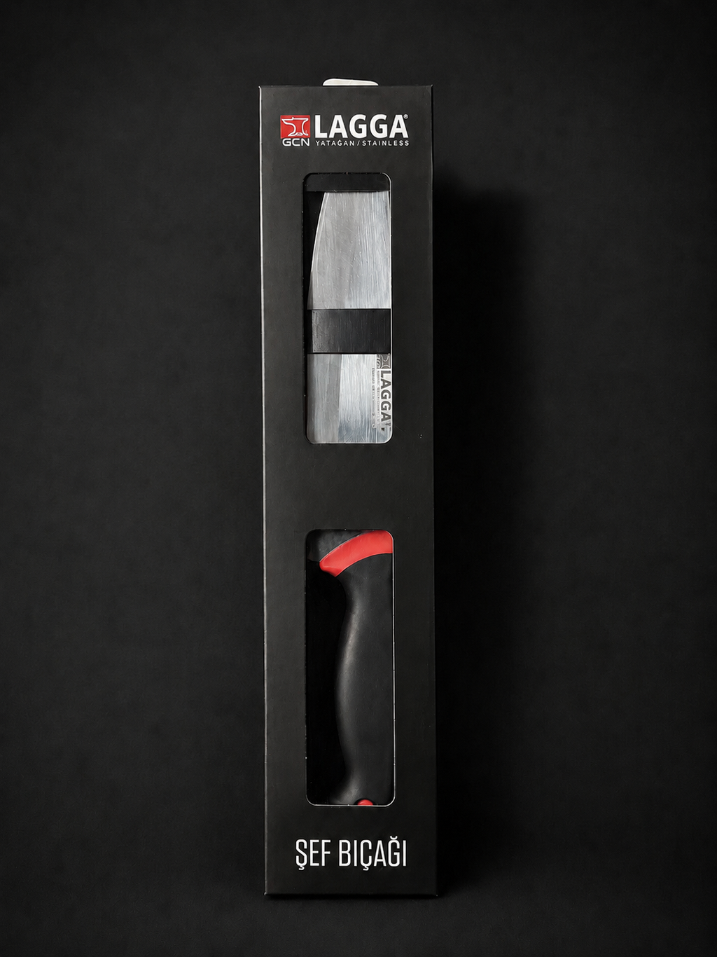 Chef­messer mit ergonomischem Griff – spitze Klingenform