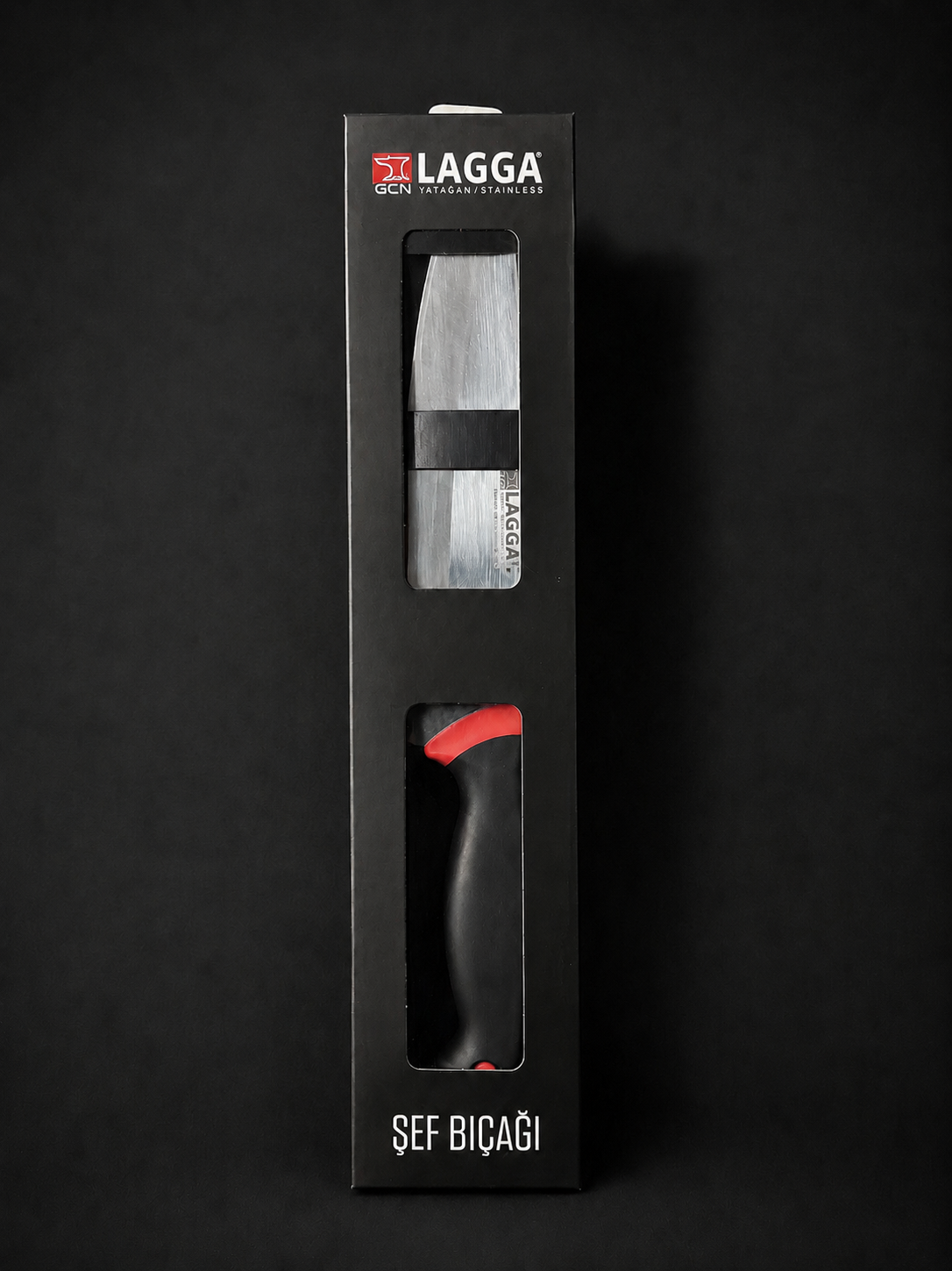Chef­messer mit ergonomischem Griff – spitze Klingenform