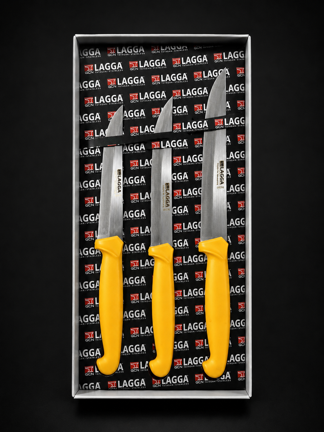 Premium Küchenmesser-Set 3-teilig - schmale Edelstahlklingen